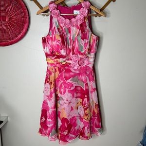 Vintage Pretty Maids floral A-line sleeveless spring summer formal dress